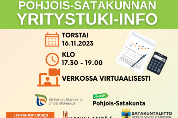 Tiedot Pohjois-Satakunnan Yritystuki-infosta.