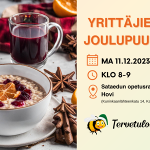 Yrittäjien joulupuuro ma 11.12.2023 klo 8-9 Sataedun opetusravintola Hovissa.