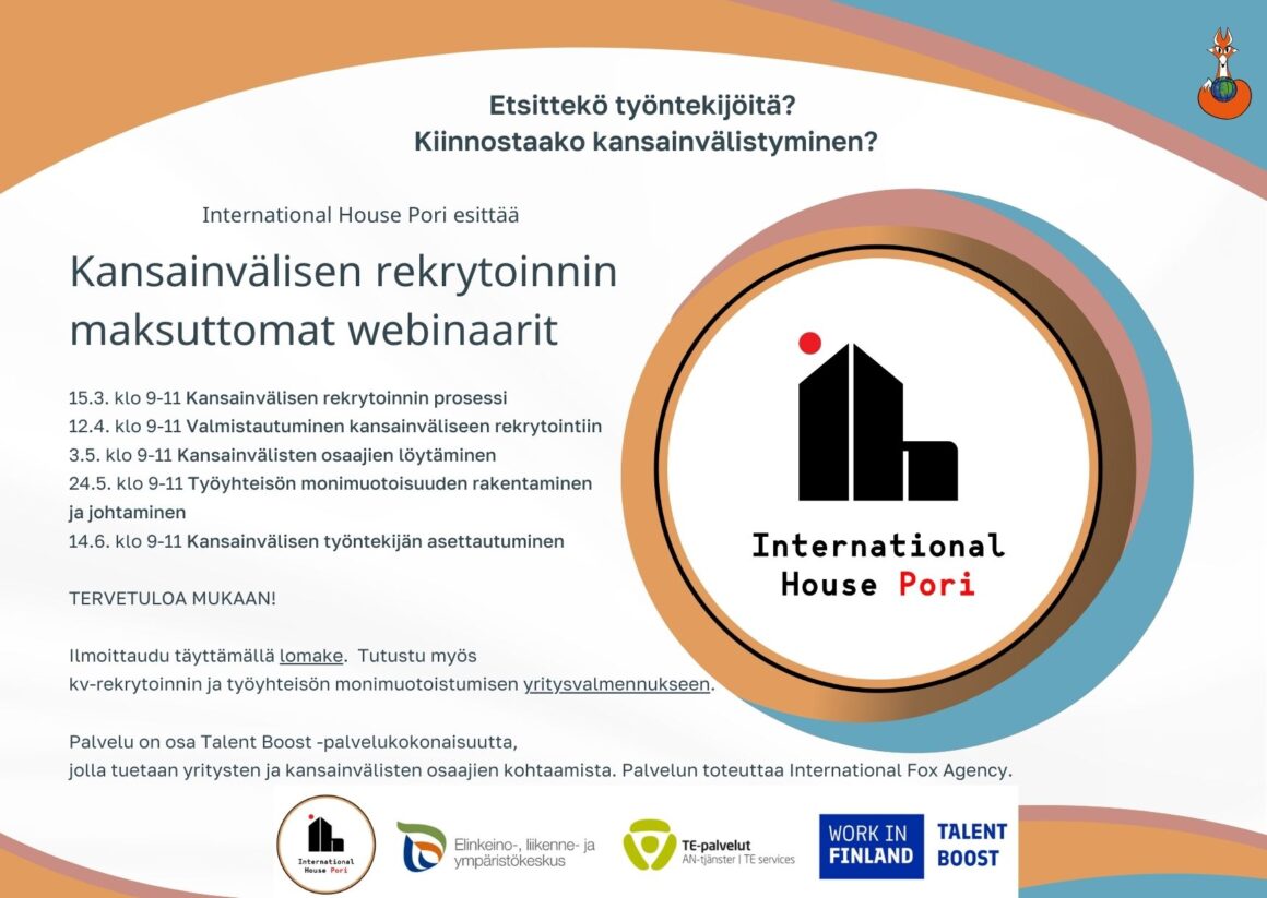 Kansainvälisen rekrytoinnin maksuttomat webinaarit