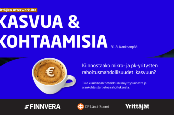 Kasvua ja kohtaamisia (2000 x 1125 px) Kasvua ja kohtaamisia - yrittäjien afterwork-tilaisuus Kankaanpäässä 31.3.2026 Ravintola Facessa.